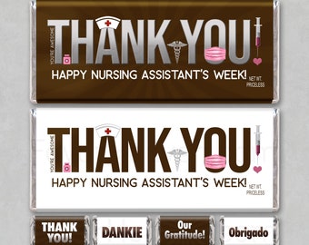 HNA Nursing Assistant Appreciation Bar Digital Download Candy Bar Wrapper Free Minis Thank You Happy Nursing Assistants Week Nurse Aide CNA