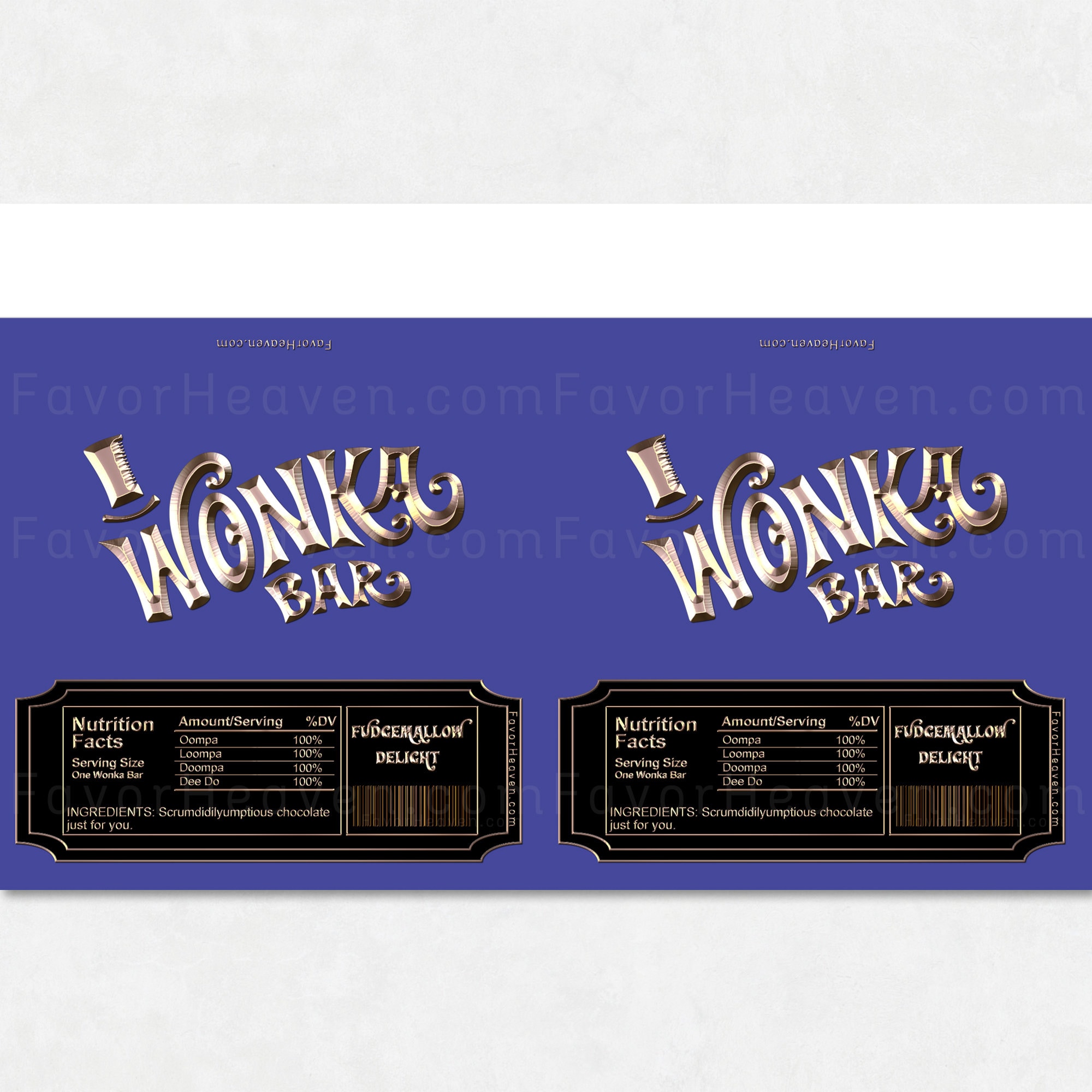 DIGITAL DOWNLOAD Printable Willy Wonka Candy Bar Wrappers Gift ...