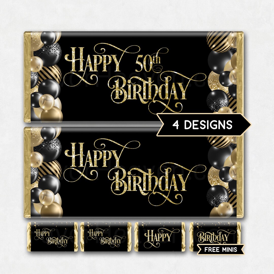 Instant Download Printable HAPPY BIRTHDAY 50th Chocolate Candy Bar ...