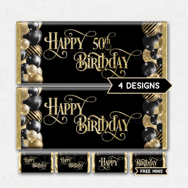 50th Birthday Candy Bar Wrappers - Etsy