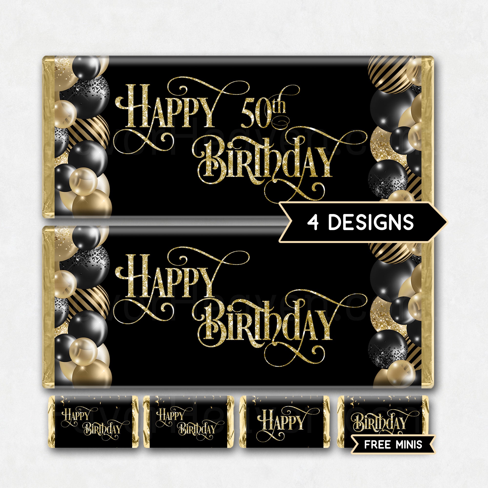 Instant Download Printable HAPPY BIRTHDAY 50th Chocolate Candy Bar ...