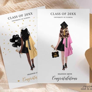 PRINTED Graduation 2025 Custom Portrait Card | Personalized Graduation Card| Congrats | Congratulations | Class of 2025 Card | Fashion Hair
