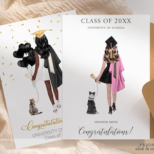 PRINTED Graduation 2025 Custom Portrait Card | Personalized Graduation Card | Congrats | Congratulations | Class of 2025 | Pet Cat or Dog