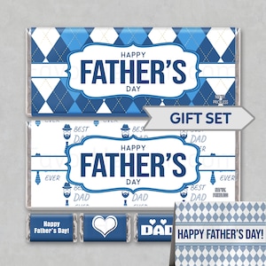 Download instantâneo para impressão Conjunto de presente de feliz dia dos pais Embrulhos de barra de chocolate Lembrancinhas de festa Agradecimento Minis grátis e cartão de felicitações