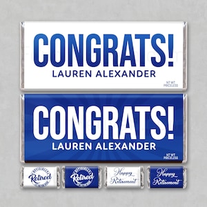 CONGRATS! | RETIREMENT Party | Personalized Custom Digital Printable Chocolate Candy Bar Retirement Wrapper | Photo | FREE Minis |Gift Favor