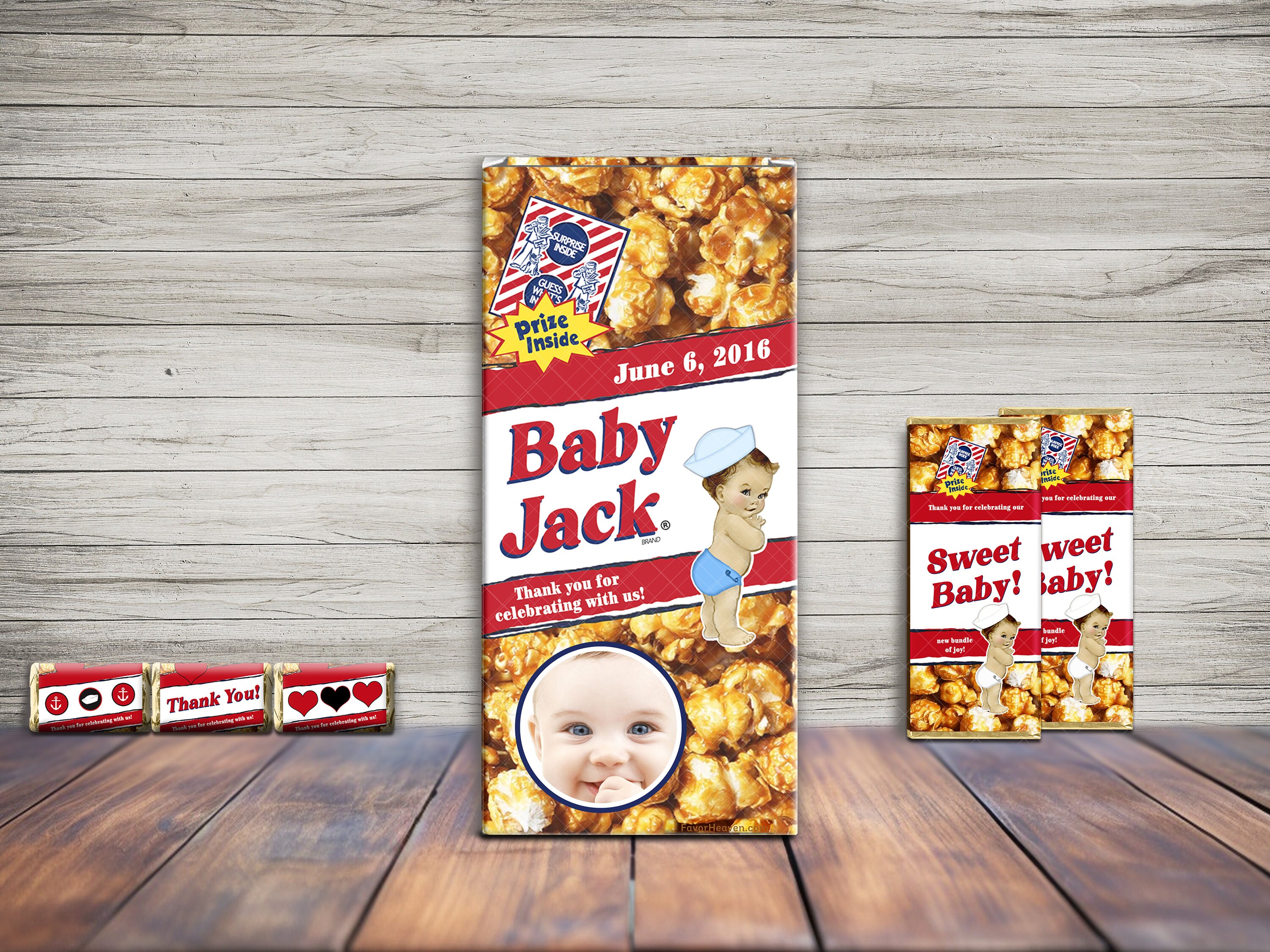 20 Custom Cracker Jack Box Labels, Cracker Jack Stickers, Personalized ...