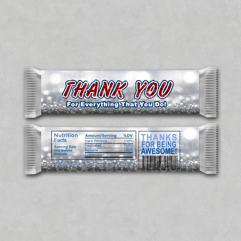 EMPLOYEE APPRECIATION THANK You Instant Download Printable Chocolate ...