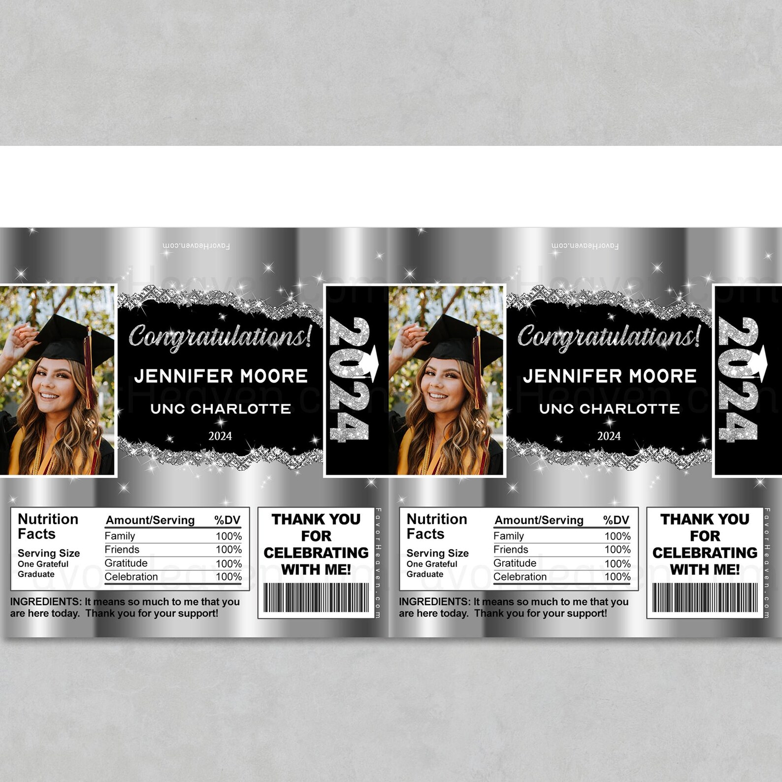 24 CUSTOM PERSONALIZED PRINTED Candy Bar Wrappers Your Text Your Photo ...