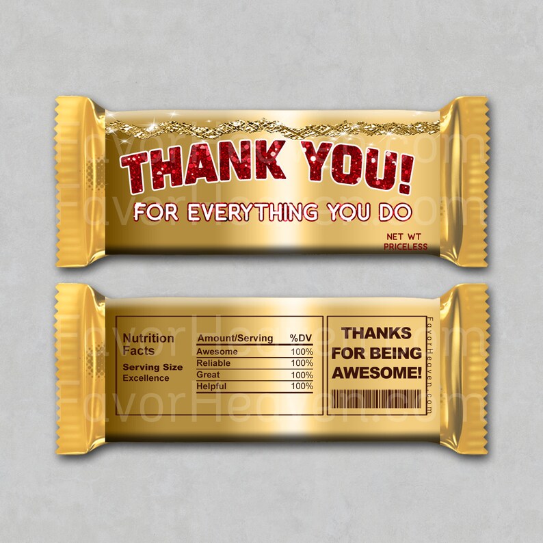 EMPLOYEE APPRECIATION THANK You Instant Download Printable Chocolate ...
