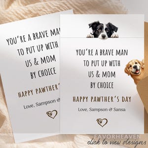 Custom Father's Day Card From Pets | Personalized Gift Cat & Dog Dad | Happy Pawther's Day Gift Daddy | Funny Card From Cats | Pet Portrait
