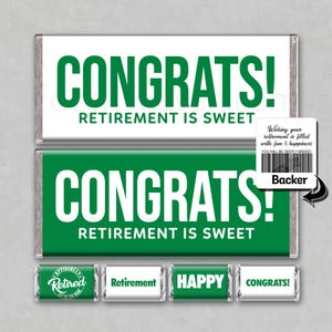 CONGRATS RETIREMENT is Sweet | Digital Download Candy Bar Wrappers | Printable | Gifts | Party Decor | Happy Retirement | FREE Minis | Favor