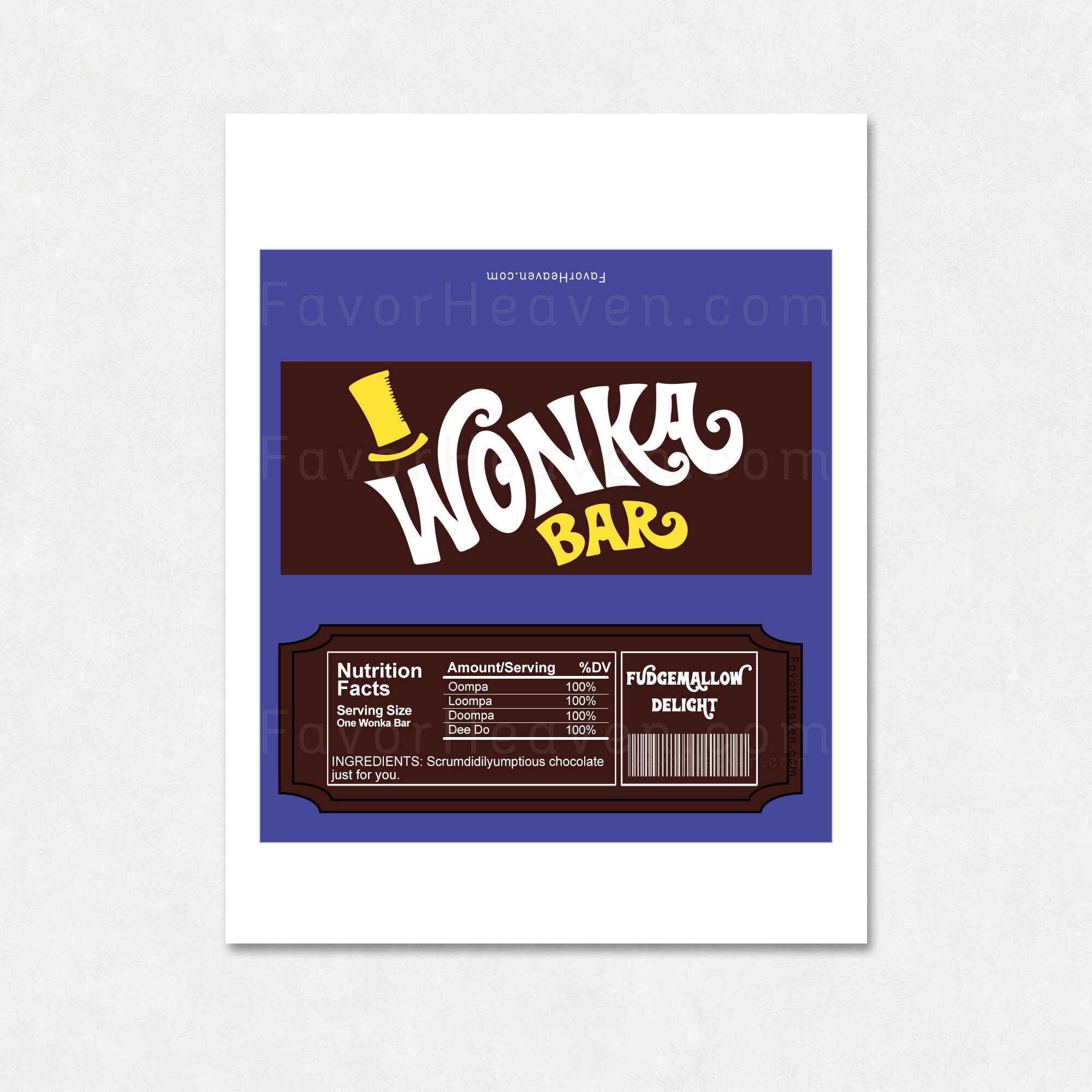 DIGITAL DOWNLOAD Printable Willy Wonka Candy Bar Wrappers Gift ...
