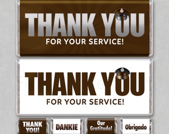 OFFICIER DE POLICE Merci Imprimable Remerciement Imprimable Enveloppe De Barre De Bonbons Au Chocolat Faveur De Carte Cadeau Unique Loi Flic Minis Gratuits