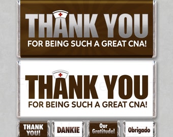 Happy CNA CERTIFIED NURSING Assistant Week Instant Download Print Appreciation Chocolate Candy Bar Wrappers Favor Unique Gift Aide Thank You