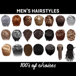 ACCONCIATURE PER UOMO e RAGAZZI / Sfumatura / Capelli alla moda / Clipart / Capelli naturali / Acconciature naturali / Ritratti di famiglia / Biglietti di auguri / Barbiere