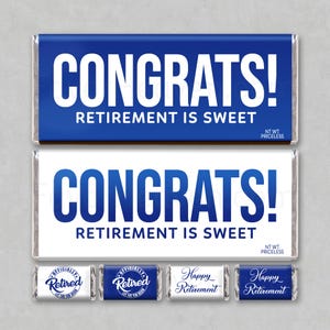 CONGRATS RETIREMENT is Sweet | Digital Download Candy Bar Wrappers | Printable | Gifts | Party Decor | Happy Retirement | FREE Minis | Favor