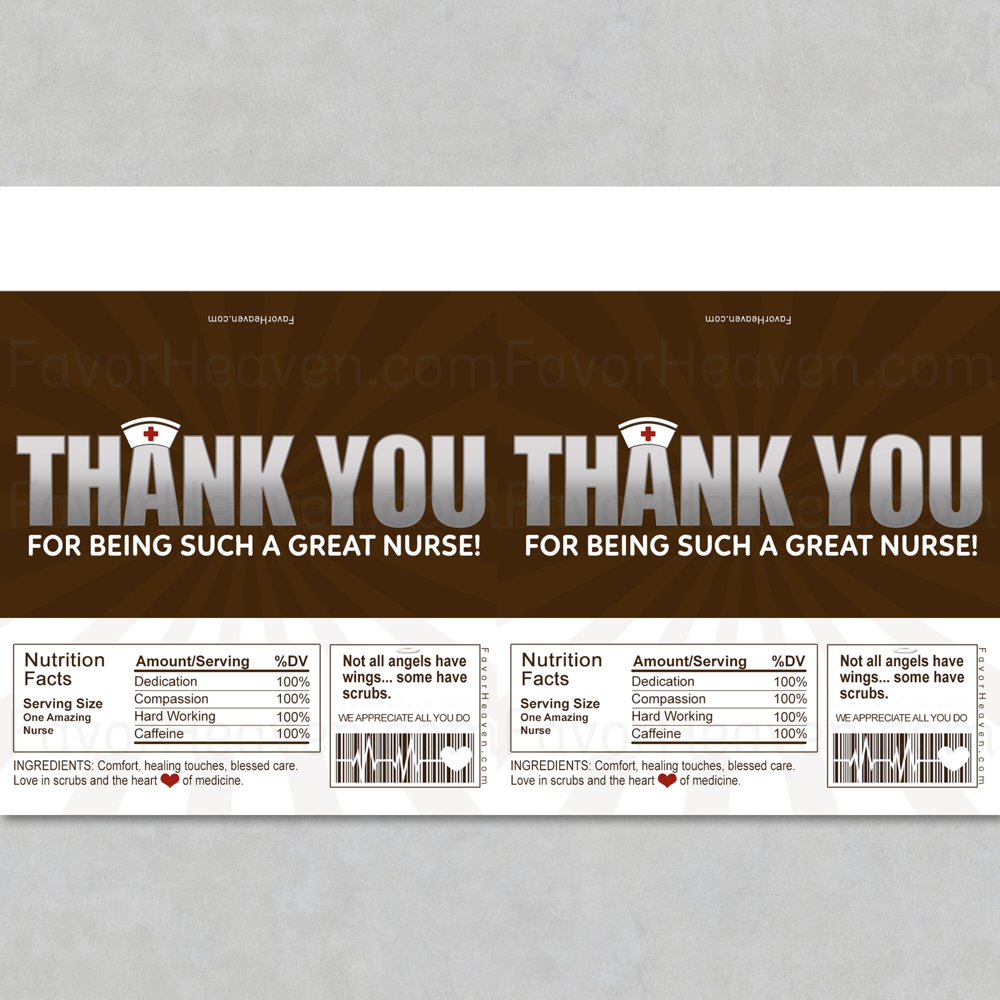 NURSE THANK YOU Instant Download Printable Appreciation Chocolate Candy ...