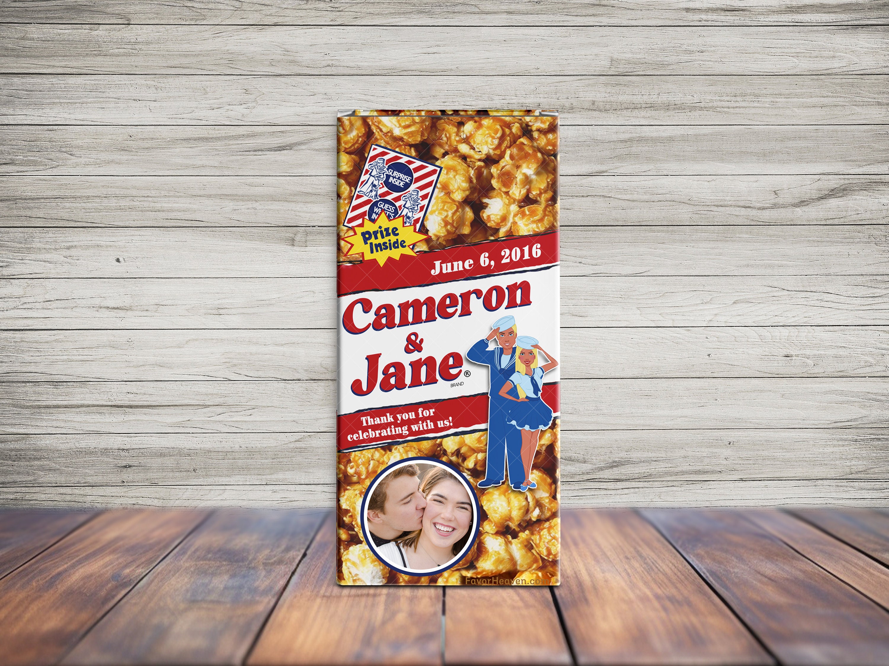 12 Custom Cracker Jack Stickers Cracker Jack Labels Box Wrapper Personalized Wedding Engagement