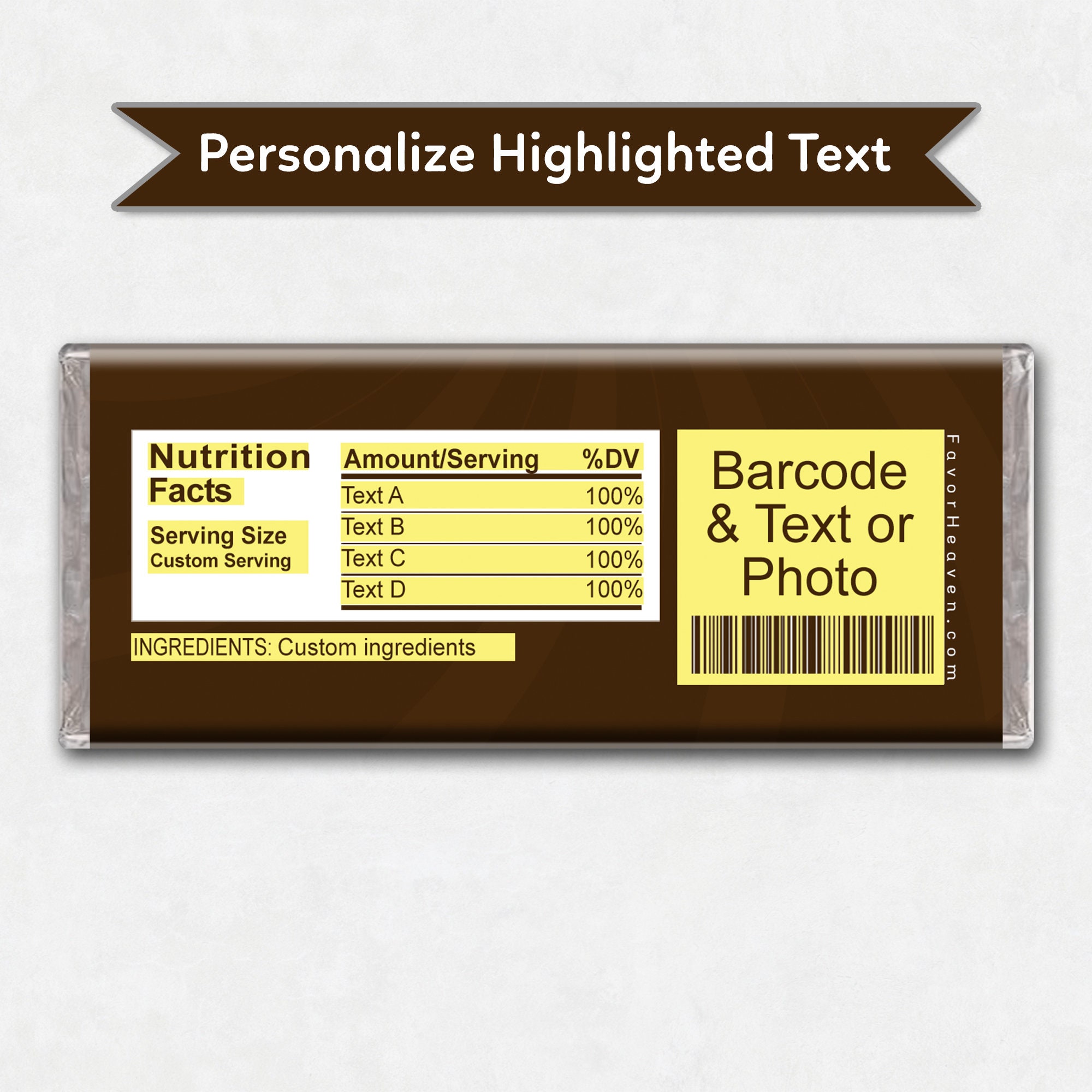 CUSTOM PERSONALIZED PRINTED Candy Bar Wrappers Your Text Your Photo ...
