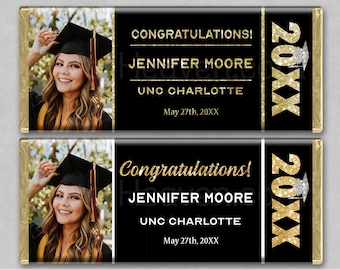 24 CUSTOM PERSONALIZED PRINTED Candy Bar Wrappers Your Text Your Photo Picture Gift Graduation Congrats Party Favor Graduate Congratulations