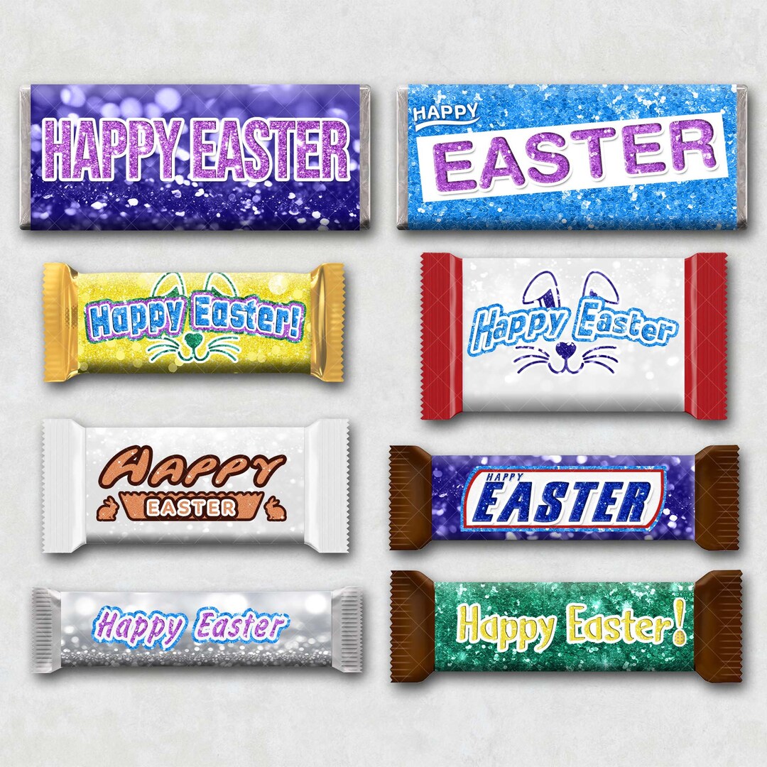 10 Instant Download Printable HAPPY EASTER Set Chocolate Candy Bar ...
