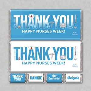 Happy Nurse Appreciation Week Thank You Digital Download Candy Bar Wrapper Free Minis Blue Appreciation Gratitude Nursing RN LPN Nurses