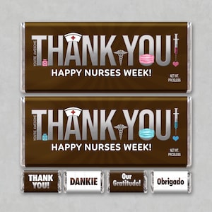 VERPLEEGKUNDIGE BEDANKT Digitale download Afdrukbare waardering chocoladereep reepjes Gunst unieke cadeaubon Fijne verpleegkundigenweek! Gratis mini's