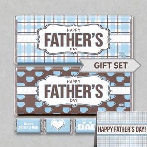 Download instantâneo para impressão Conjunto de presente de feliz dia dos pais Embrulhos de barra de chocolate Lembrancinhas de festa Agradecimento Minis grátis e cartão de felicitações