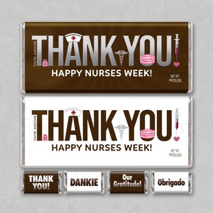 NURSE THANK YOU Digital Download Printable Appreciation Chocolate Candy Bar Wrappers Favor Unique Gift Card Happy Nurses Week! Free Minis