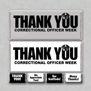Grijze CORRECTIONELE OFFICIER BEDANKT digitale download afdrukbare waardering chocoladereep wrapper gunst unieke cadeaubon wet gratis mini