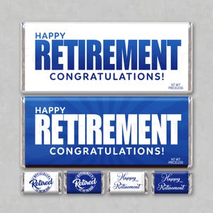 HAPPY RETIREMENT Congratulations! | Digital Download | Candy Bar Wrappers | Retirement Gift | Party Favor | Congrats Retirement | FREE Minis