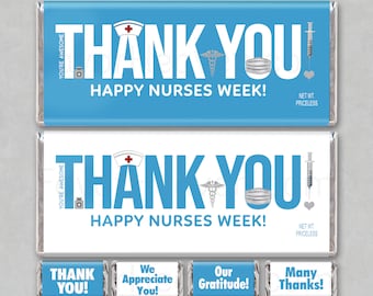 NURSE THANK YOU Digital Download Printable Appreciation Chocolate Candy Bar Wrappers Favor Unique Gift Card Happy Nurses Week! Free Minis