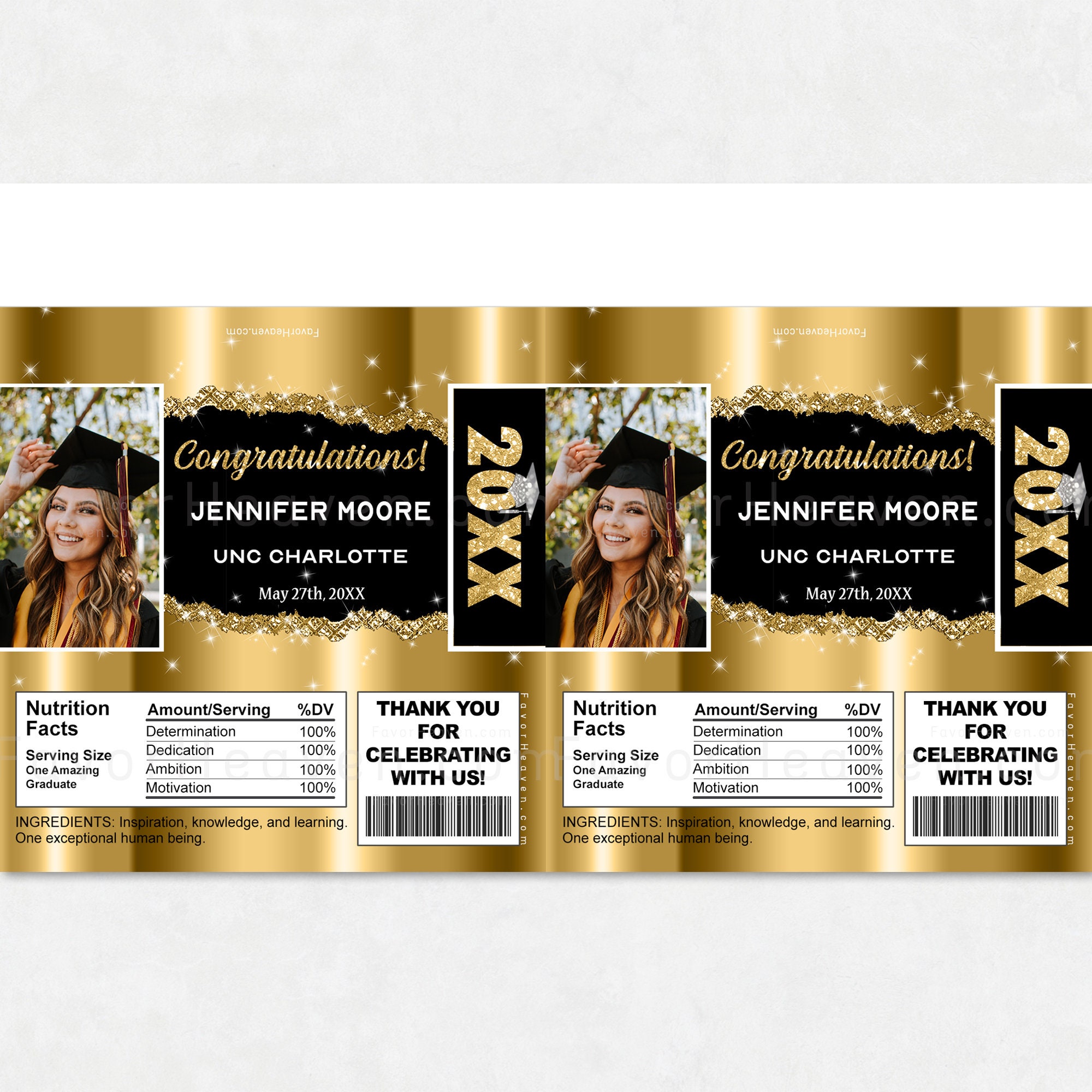 24 Custom Personalized Printed Candy Bar Wrappers With Your Text and ...