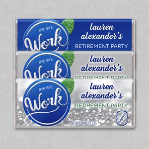 HAPPY RETIREMENT or CONGRATS! | Personalized Custom Printed Chocolate Candy Bar Wrappers | Labels | Photo Glossy | Party Favor | Unique Gift