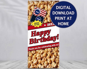 INSTANT DIGITAL DOWNLOAD Caramel Popcorn Labels for 1oz Cracker Jack®  Boxes | Baseball Favors | Gift Idea | Birthday | Printable Files