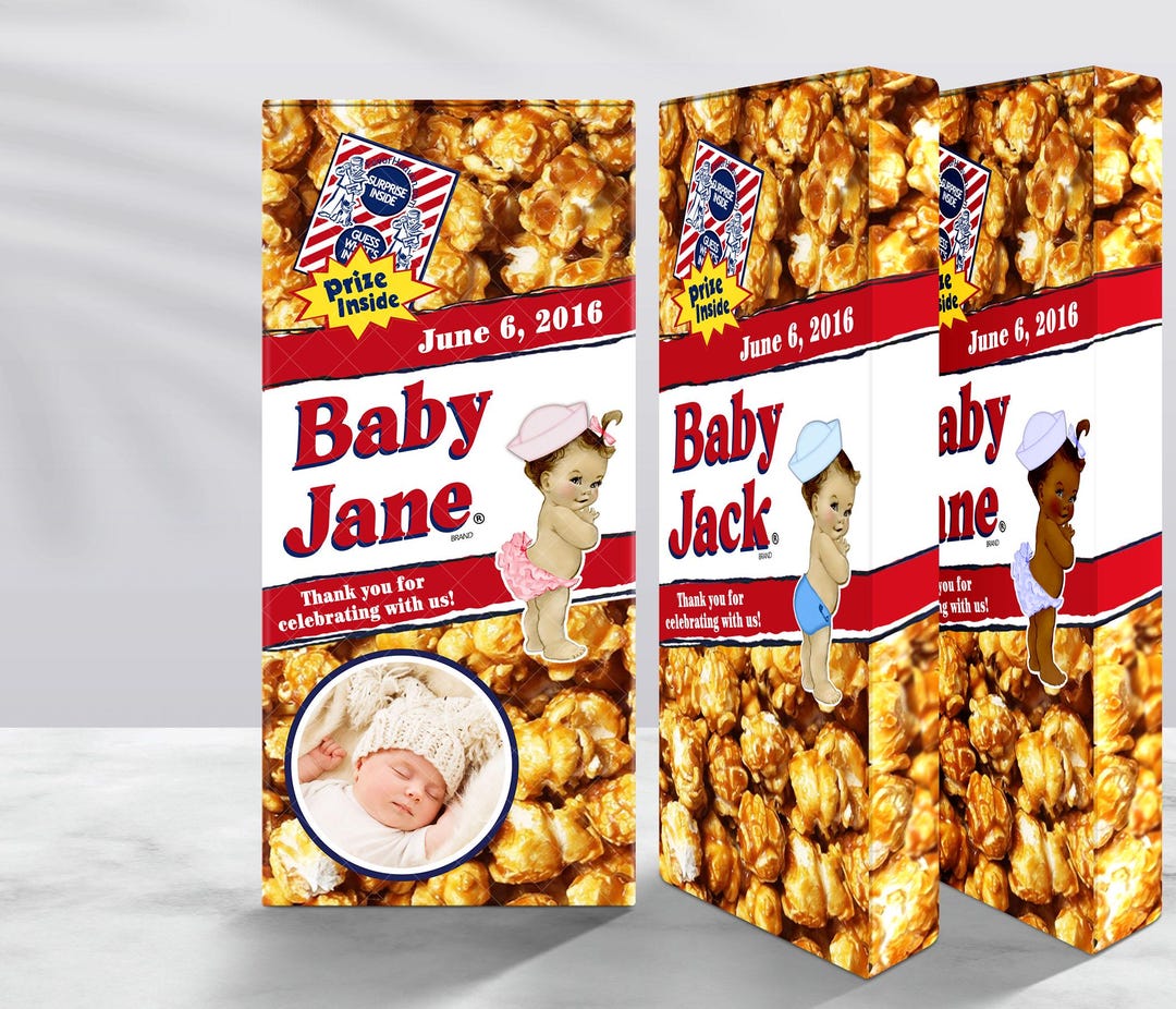 20 Custom Cracker Jack Box Labels, Cracker Jack Stickers, Personalized ...