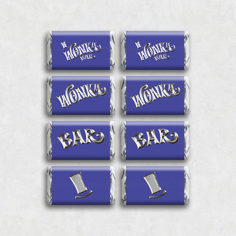 DIGITAL DOWNLOAD Printable Willy Wonka Candy Bar Wrappers Gift ...