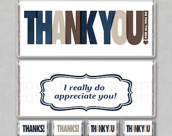 APPRECIATION THANK You Instant Download Printable Chocolate Candy Bar Wrappers Favor Unique Gift Card Envelop Thanks For All You Do Employee