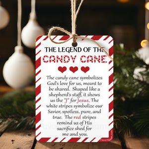Legend of the Candy Cane Printable Tag, Candy Cane Poem Christmas Tags, Treat Tag, Candy Cane Tag, Christian Treat Tag, Meaning of Christmas