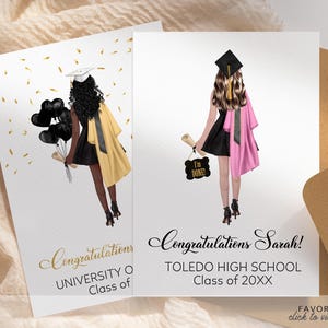 PRINTED Graduation 2025 Custom Portrait Card | Personalized Graduation Card| Congrats | Congratulations | Class of 2025 Card | Fashion Hair