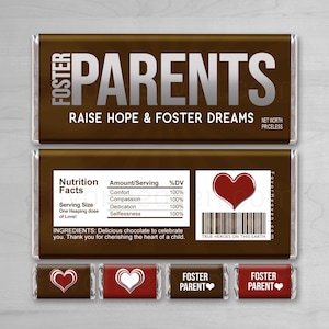 Foster Parents Candy Bar Wrappers | Printable Instant Download | Foster Parent Chocolate Bar Wrapper | Free Miniature Wrappers | Free Minis