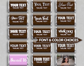 CUSTOM PERSONALIZED PRINTED Miniature Candy Bar Wrappers Your Text Your Photo Picture Gift Birthday Anniversary Party Favors Corporate Swag