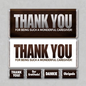 Aide-soignante merci nounou baby-sitter téléchargement immédiat remerciements imprimables chocolat barre chocolatée emballages faveurs enveloppe de carte-cadeau unique