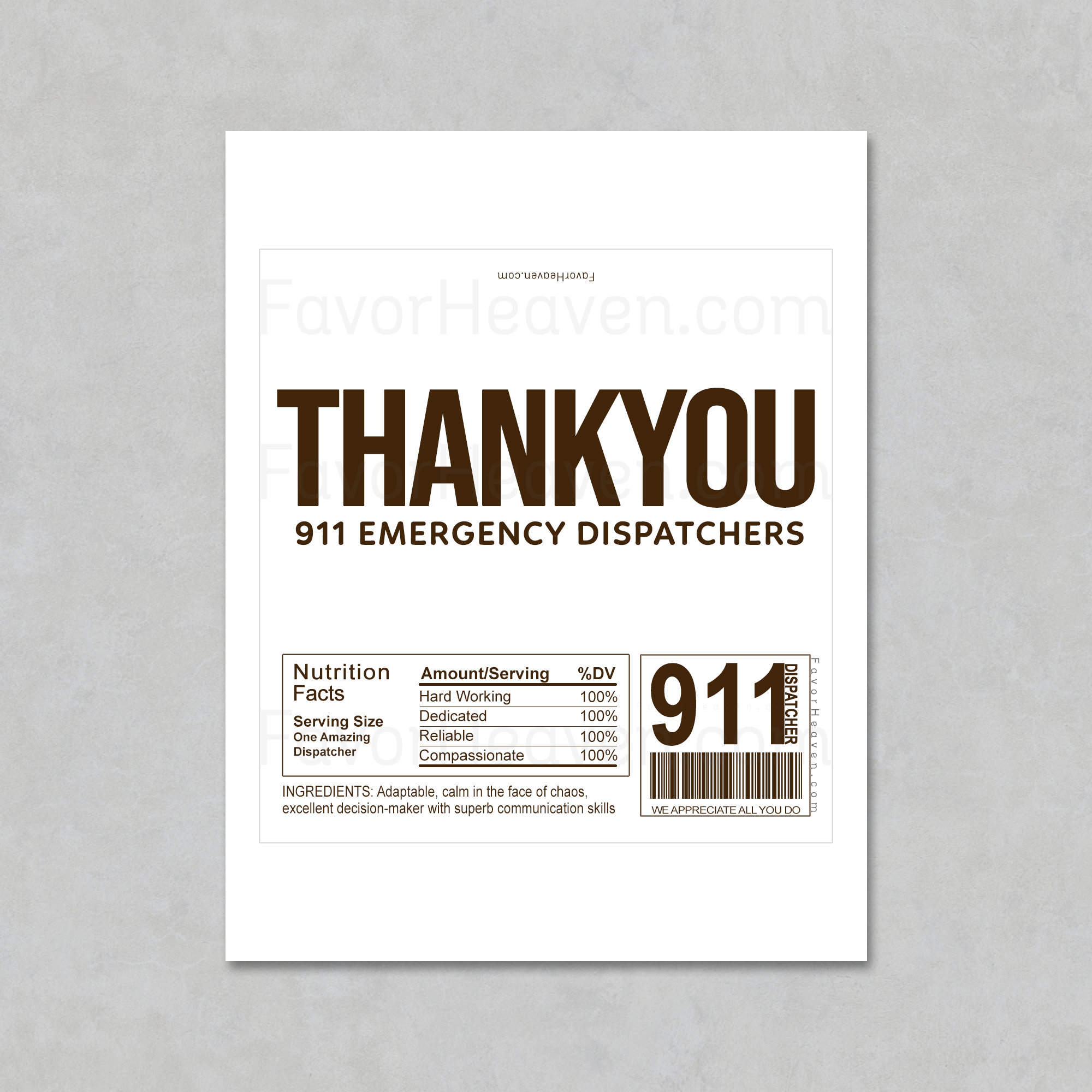 911 DISPATCH Operators THANK You Instant Download Printable ...