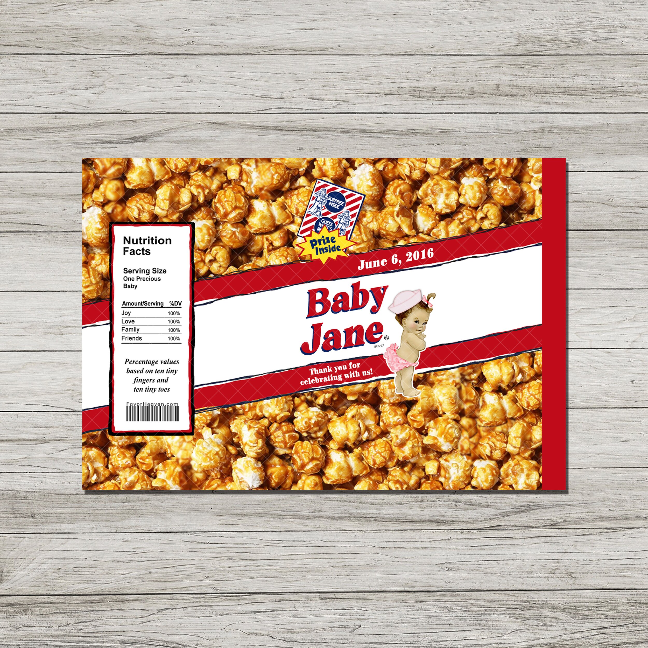 20 Custom Cracker Jack Box Labels, Cracker Jack Stickers, Personalized ...