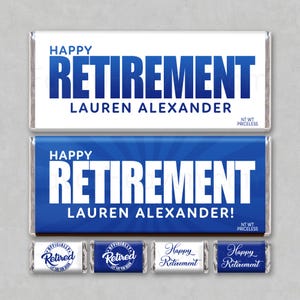 HAPPY RETIREMENT | Personalized Custom Digital Printable Chocolate Candy Bar Retirement Wrapper | Photo | FREE Minis | Congrats | Gift Favor