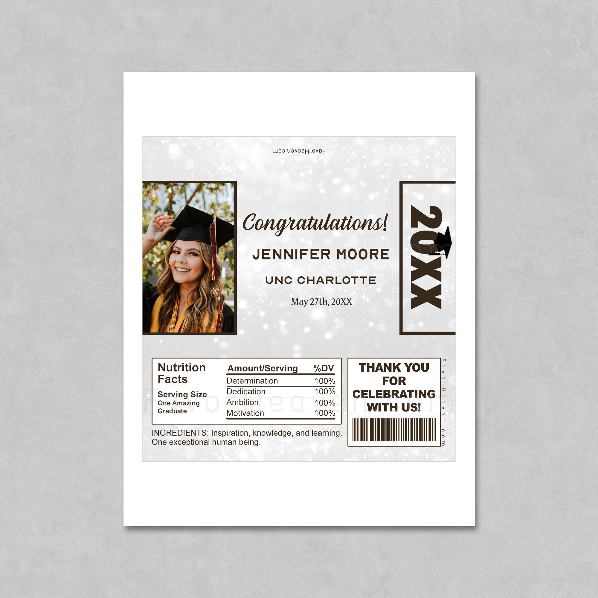 24 CUSTOM PERSONALIZED PRINTED Candy Bar Wrappers Your Text Your Photo ...
