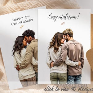 Carte personnalisée pour portrait de couple | Carte de voeux personnalisée | 5 x 7 | Joyeuse Saint-Valentin | Joyeux anniversaire | Félicitations | Amour de mariage