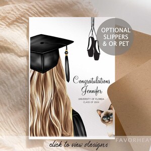 PRINTED Graduation 2025 Custom Portrait Card with Pet | Personalized Graduation Card| Congrats | Congratulations | Class of 2025 | Cat | Dog