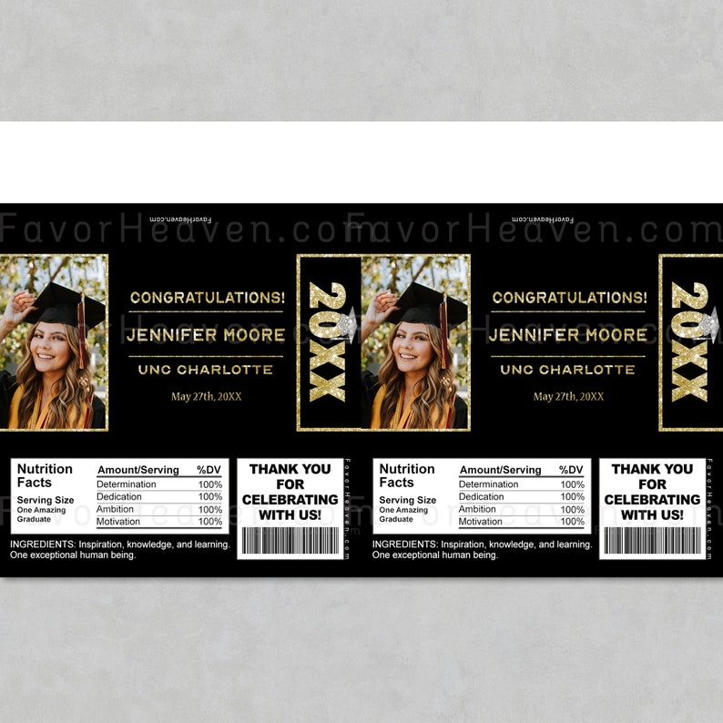24 CUSTOM PERSONALIZED PRINTED Candy Bar Wrappers Your Text Your Photo ...